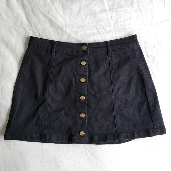 Forever 21 Button Mini Skirt Cotton Navy Blue 30 - Picture 1 of 5